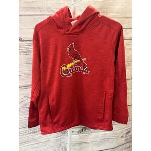 Majestic St Louis Cardinals Youth Hoodie Red Space Dye Pullover Size L 14/16 MLB